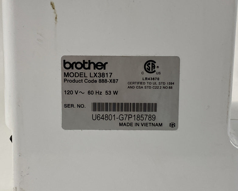 Brother LX3817 Sewing Machine No Foot Pedal No Power Cord parts or Repair