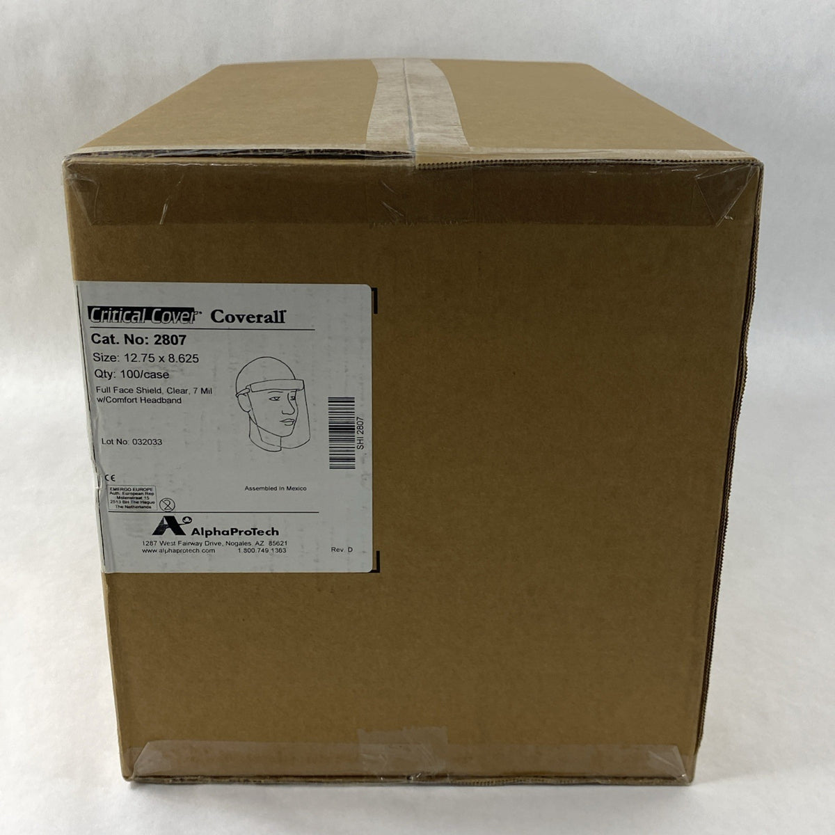 Alpha Protech Critical Cover Coverall 2807 Full Face Shields Clear - Case of 1001