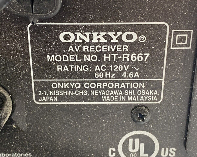 Onkyo Receiver HT-R667 For Parts or Repair