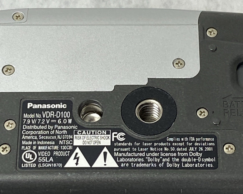 Panasonic VDR-D100 8cm Mini DVD Digital Camcorder - Parts or Repair