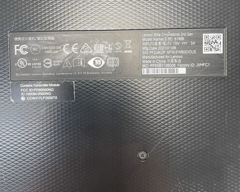 Lenovo 300e ChromeBook 2nd Gen 81MB 11.6" Celeron N4020 1.10 GHz 4 GB RAM 16 GB