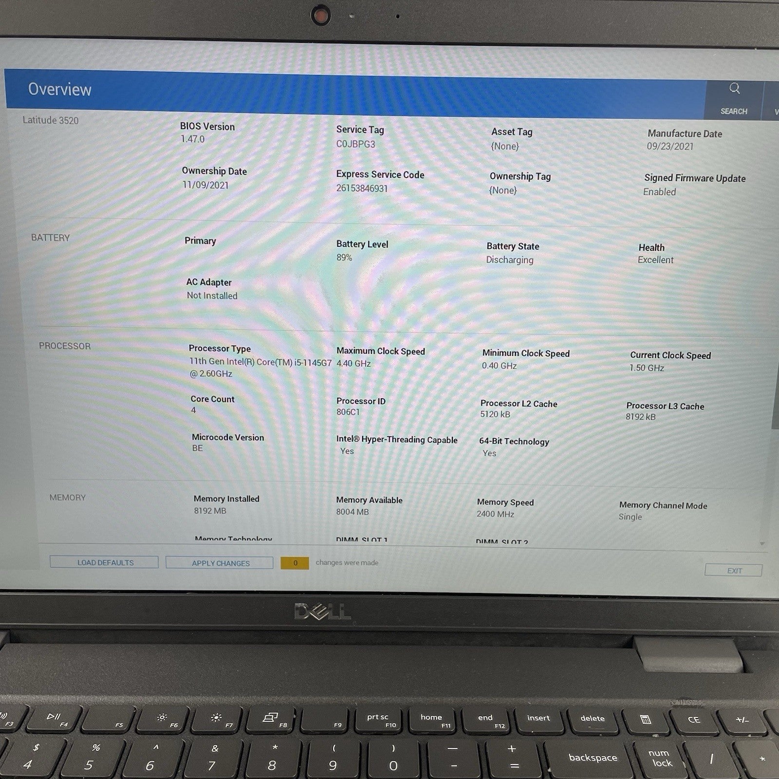 Dell Latitude 3520 15.6" i5-1145G7 2.60 GHz 8 GB RAM No SSD/OS/AC2