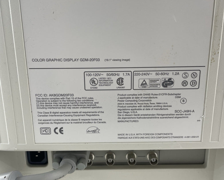 Power Computing GDM-20f03 1997  19" CRT Computer Monitor 1280x1024