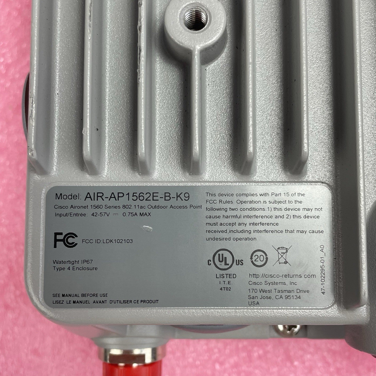 Cisco AIR-AP1562E-B-K9 Aironet 1560 Outdoor WiFi Access Point Tested Reset15