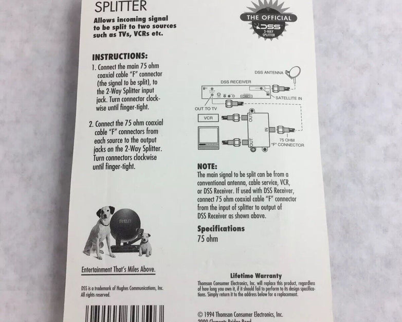 DSS RCA 2 Way Splitter D2271 40-2050 MHz (Lot of 8)