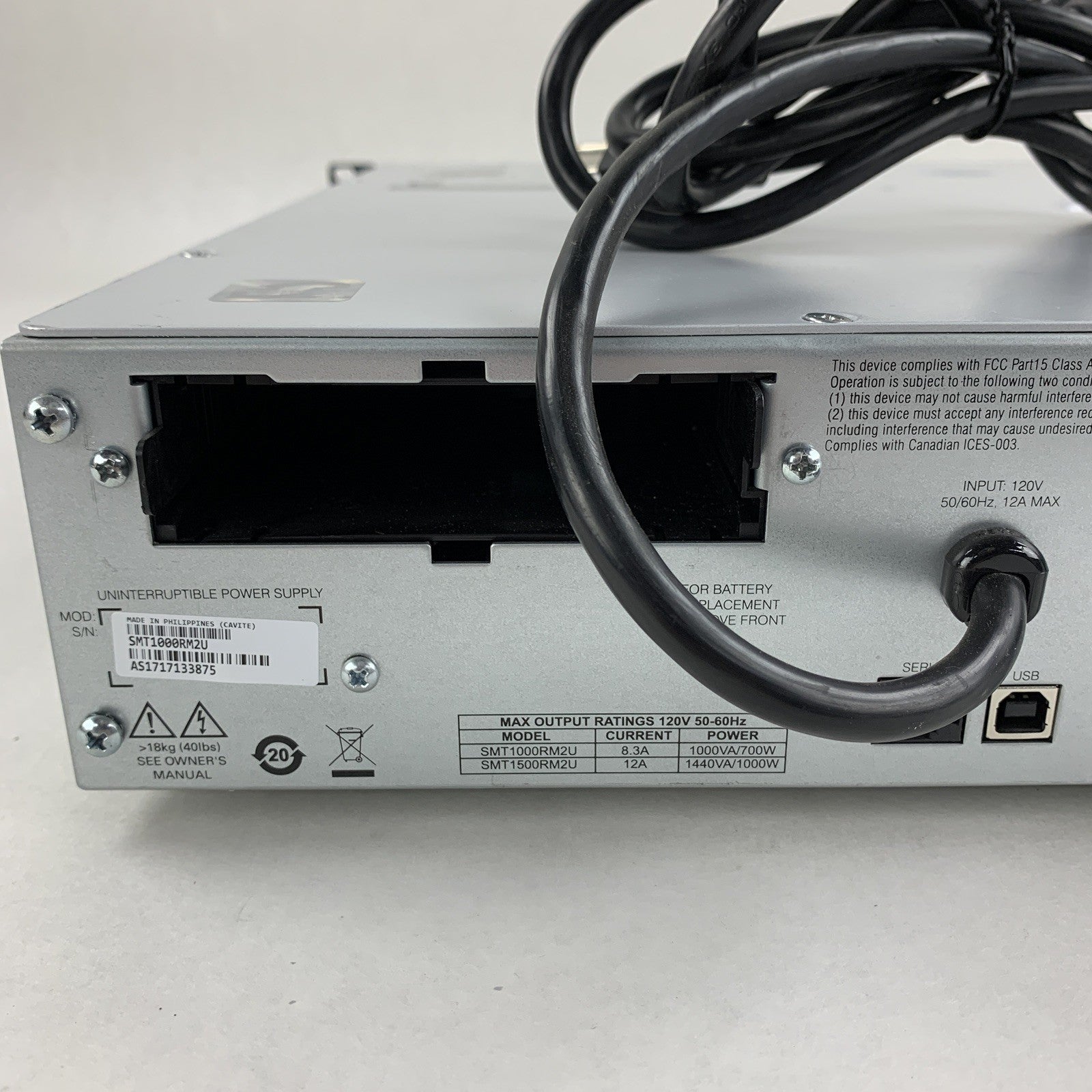 APC SMT1000RM2U Smart UPS Back Up Tested No Batteries w/ Faceplate