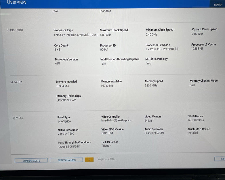 Dell Latitude 9430 14" i7-1265U 3.86 GHz 16 GB RAM No SSD/OS/AC - Bad Bottom