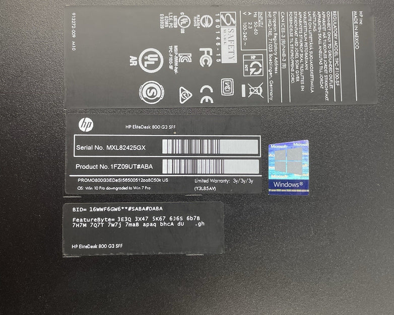 HP EliteBook 800 G3 SFF i5-6500 3.20 GHz 8 GB RAM No HDD/OS - Bad USB