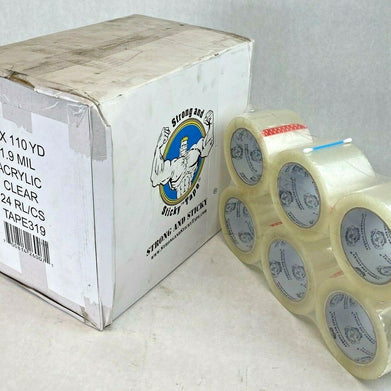24 rolls Strong and Sticky 1.9 Mil Acrylic Clear tape 3" x 110 yd or 72mm x 100m