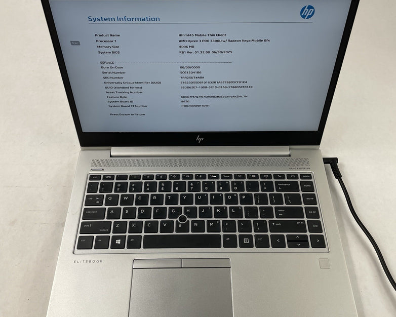 HP mt45 14" AMD Ryzen 3 Pro 3300U 2.10 GHz 4 GB RAM No SSD/OS/AC