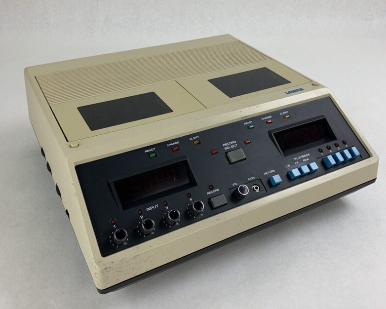 Lanier LCR-4D Dual Record Cassette Transcriber Hard Case w/ 4x Mics + Cords
