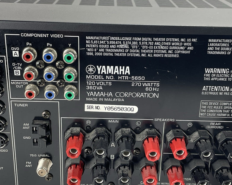 Yamaha HTR-5650 6.1 Channel  AV Receiver For Parts Or Repair