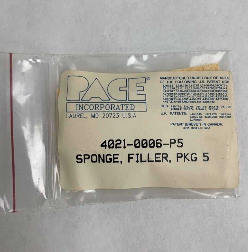 Pace 4021-0006-P5 Replacement Sponge Pack of 5 New