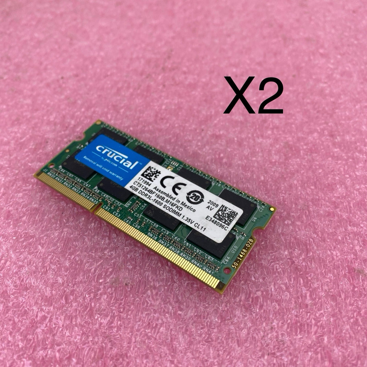 Crucial 4GB DDR3L-1600 Laptop Memory Ram CT51264BF160B.M16FKD - Lot of 20