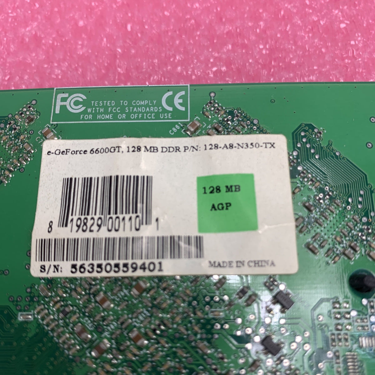 EVGA NVIDIA GeForce 6600 GT 128-A8-N350-TX 128MB AGP Graphics Card 563505594016