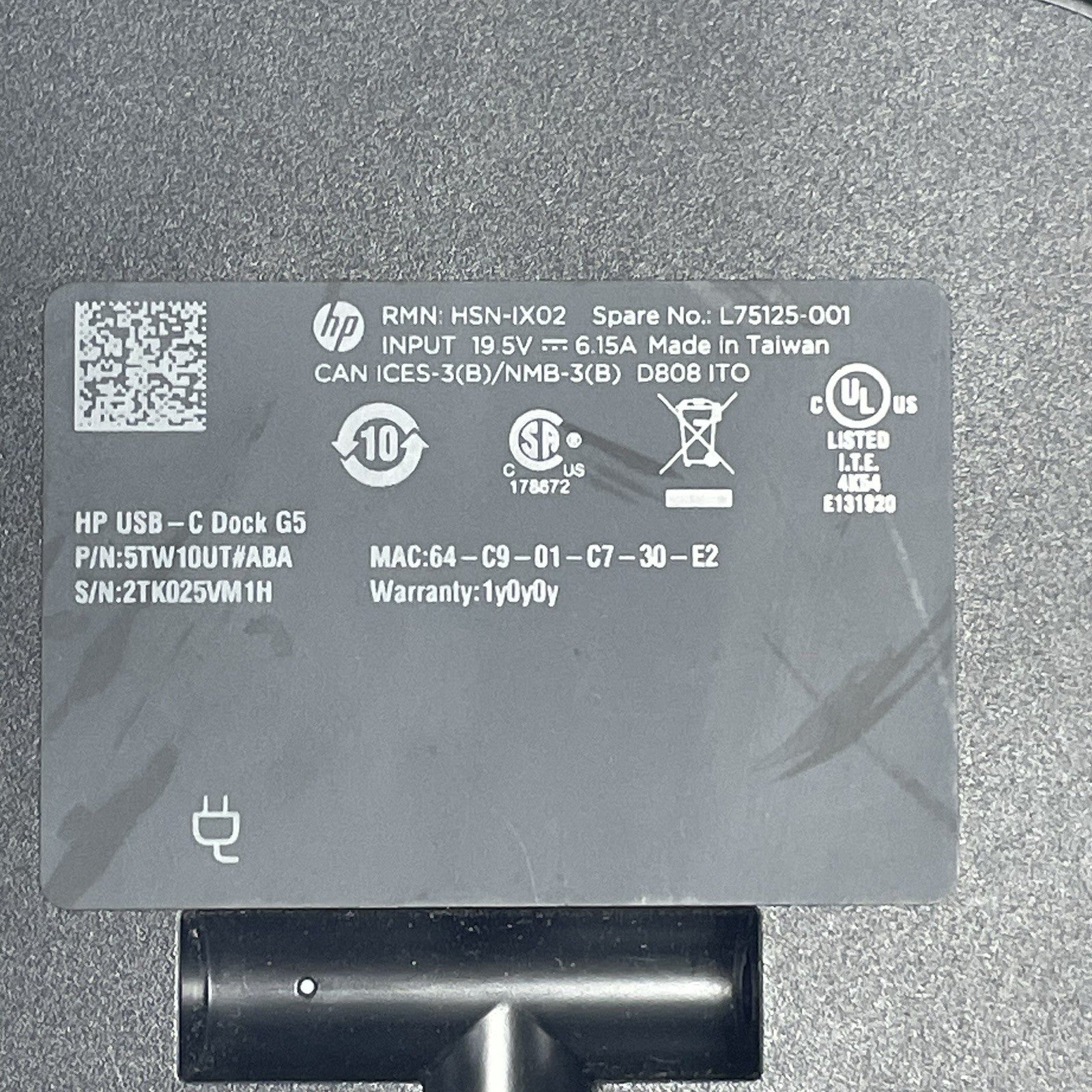 HP HSN-IX02 USB-C Dock G5