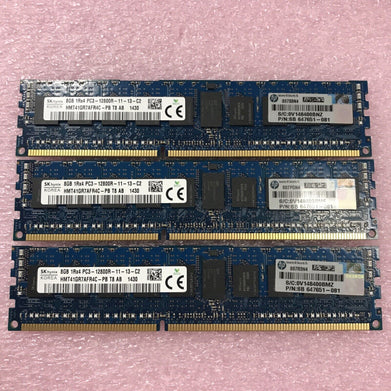 SK Hynix 24GB 1Rx4 PC3-12800R-11-13-C2 RAM HMT41GR7AAFR4C Lot of 3