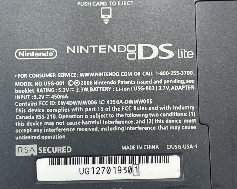 Nintendo DS Lite USG-001 Tested No Battery For Parts