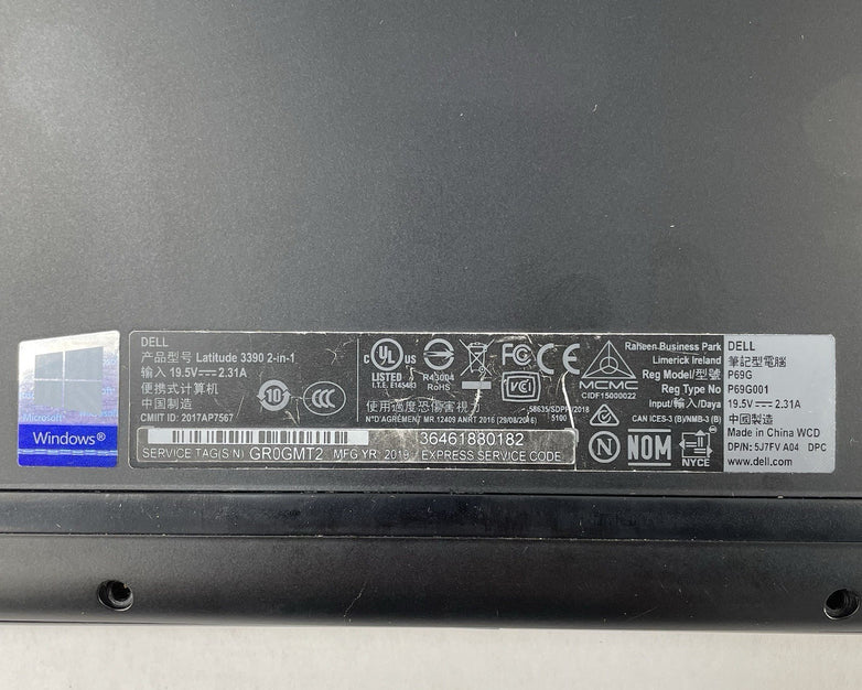 Dell Latitude 3390 13.3" i5-8350U 1.70 GHz 8 GB RAM No SSD/OS/AC/Batt