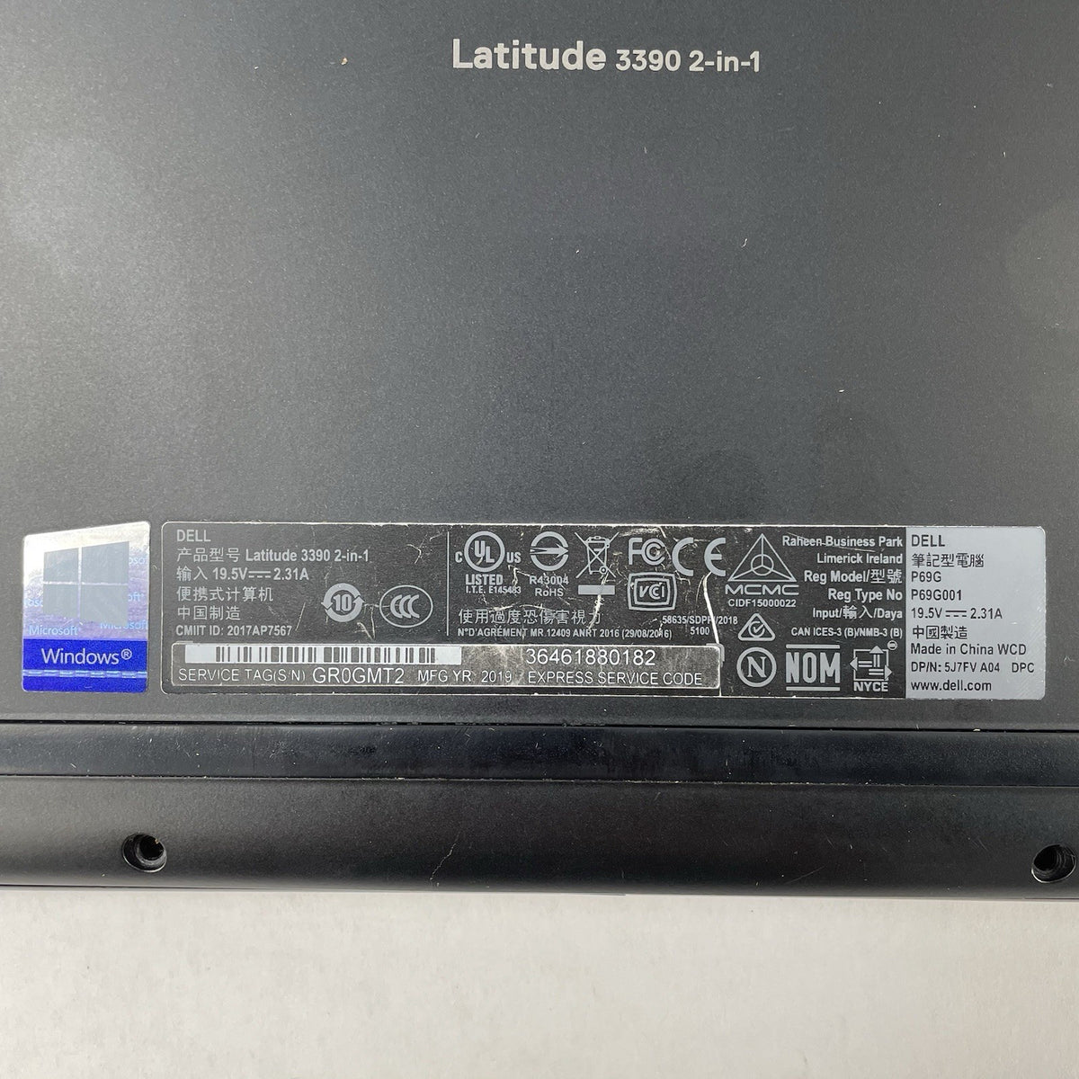 Dell Latitude 3390 13.3" i5-8350U 1.70 GHz 8 GB RAM No SSD/OS/AC/Batt17