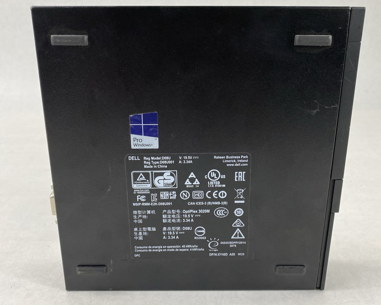 Dell OptiPlex 3020M Micro Intel Core i3-4160T 3.1GHz 8GB RAM No HDD OS AC