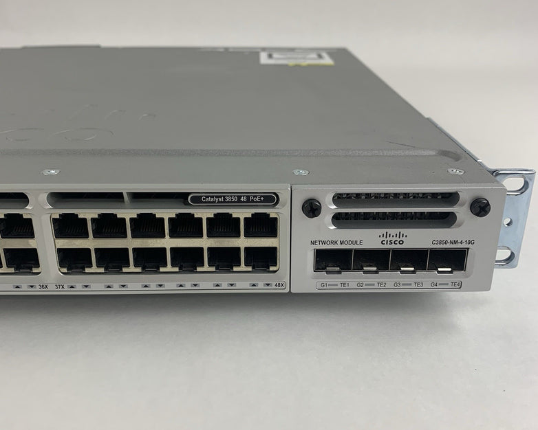 Cisco WS-C3850-48P-L V07 48-Port PoE Switch Tested w/ C3850-NM-4-10G 1x PSU