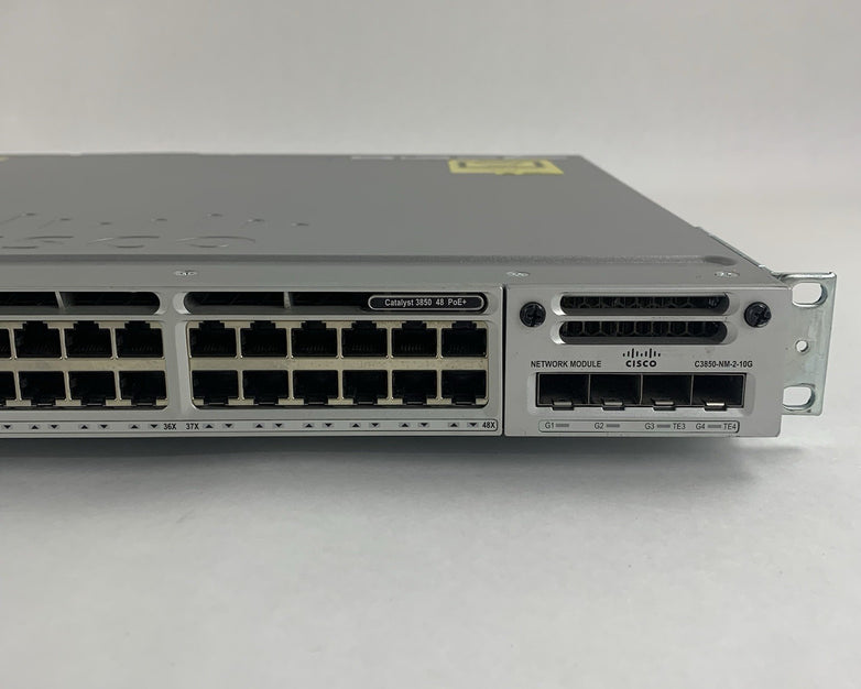 Cisco Catalyst WS-C3850-48U-S V07 48 Port Switch Tested w/C3850-NM-2-10G 2x PSUs
