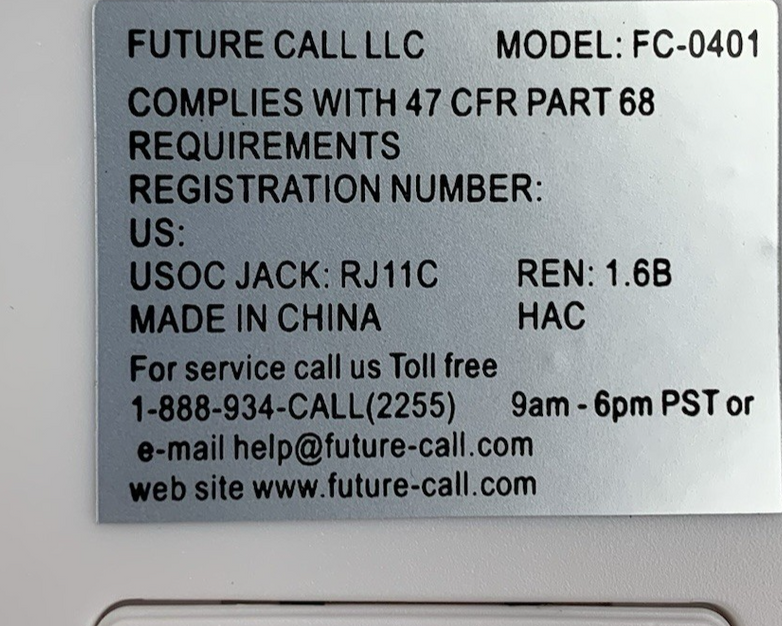 Future Call FC-0401 Auto Hang Up Box 6VDC 0.5 Power Cord Included - Tested