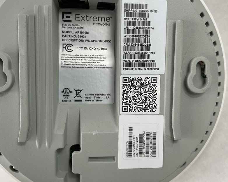 Extreme Networks ws-ap3916ic Access Point w/ Integrated Camera Untested