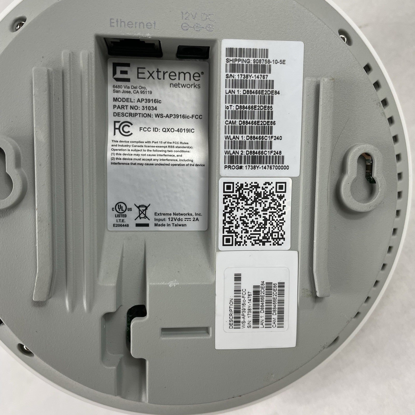 Extreme Networks ws-ap3916ic Access Point w/ Integrated Camera Untested