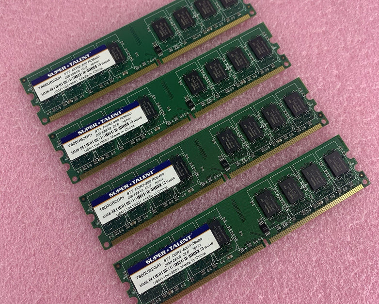 Super Talent T800UB2G/H STT DDR2-800 PC6400 4x2 GB Sticks Memory Ram Lot of 4x