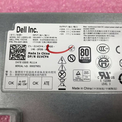 Dell 01VCY4 L200EU-00 USFF Computer Power Supply 200W Optiplex 7010 9010 9020