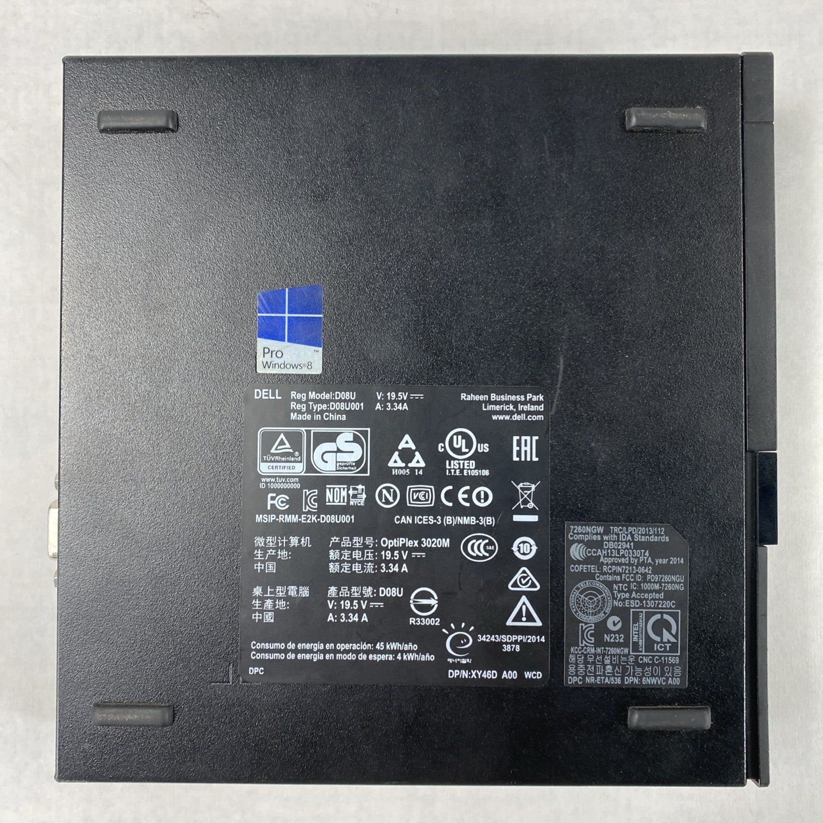 Dell OptiPlex 3020M Micro Intel Core i3-4160T 3.1GHz 8GB RAM No HDD OS AC