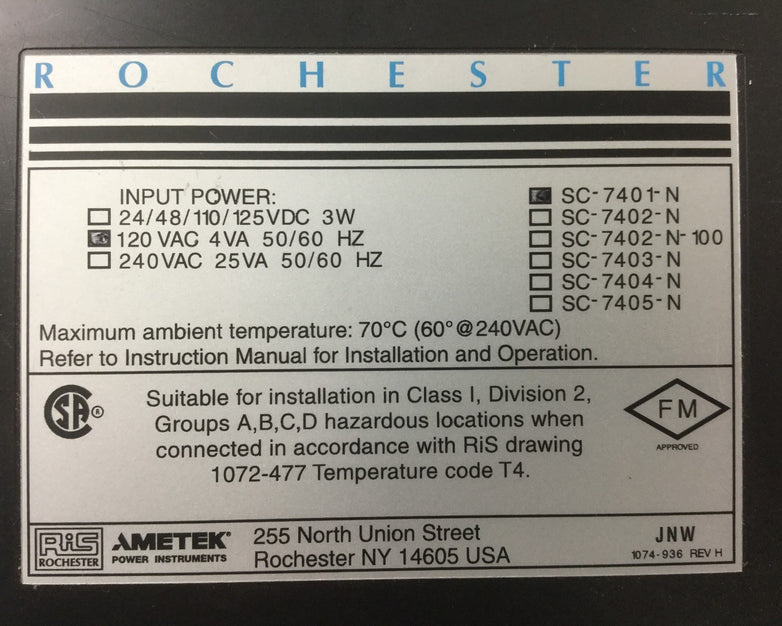 Rochester DC Voltage Transmitter SC-7401 N, SC 7400