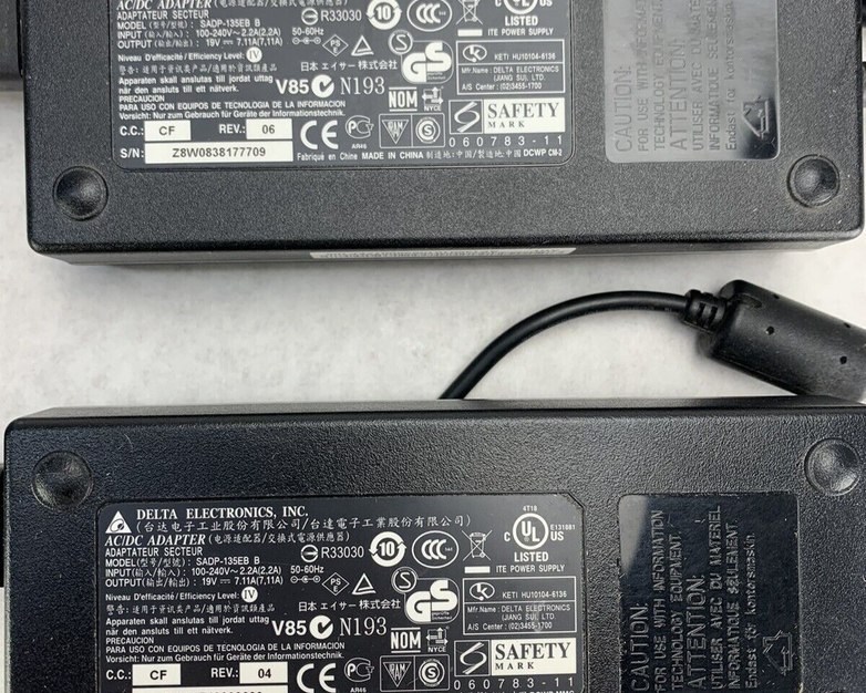 Lot of 2 Delta Electronics SADP-135EB B AC/DC Adapter