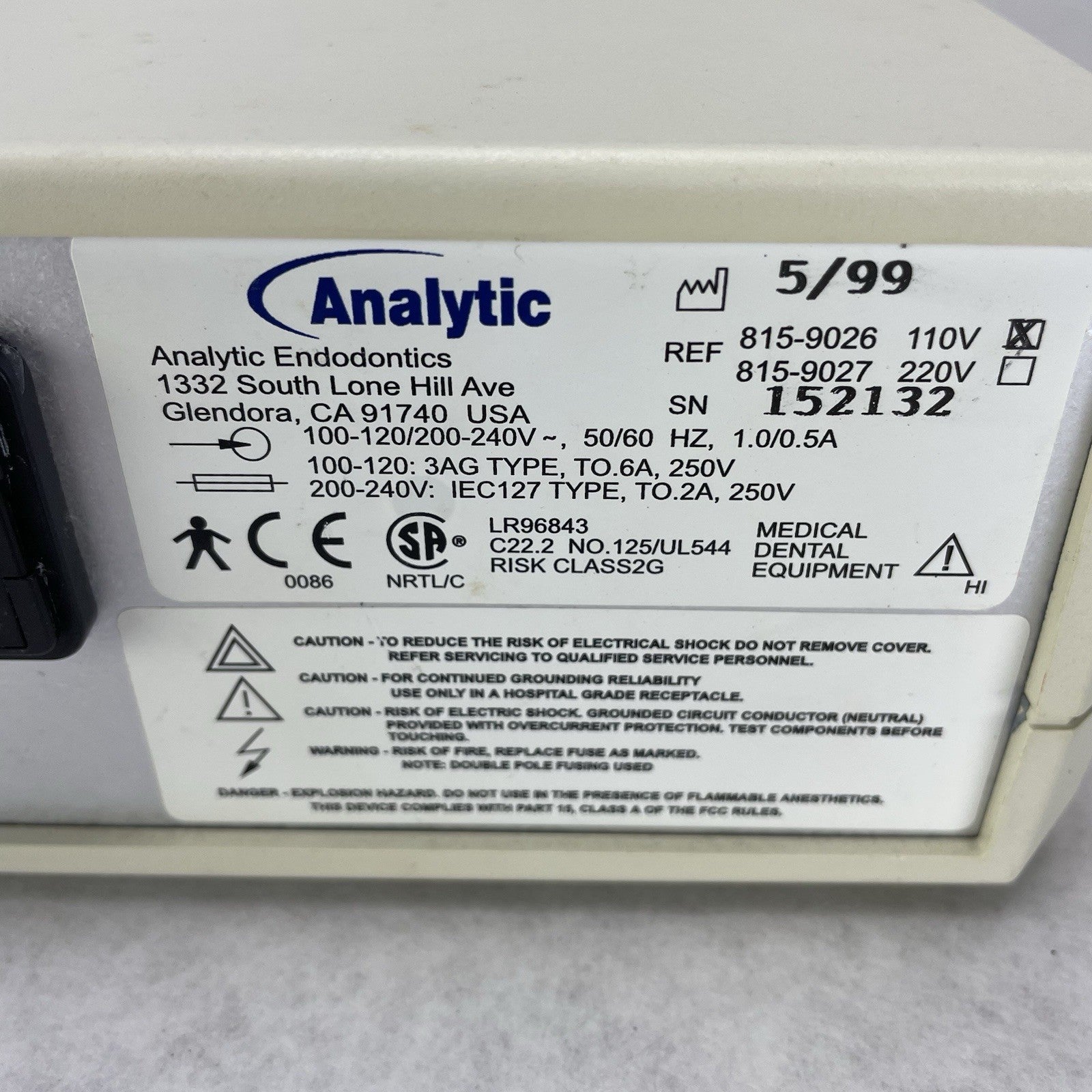 Analytic Sybron Quantec-E Dental Electric Endo Motor Parts or Repair