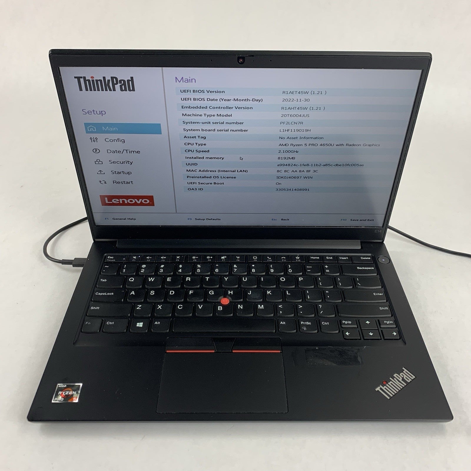 Lenovo ThinkPad E14 Gen 2 14" Ryzen 5 PRO 4650U 2.1GHz 8GB Ram No OS/HDD/AC/Batt2