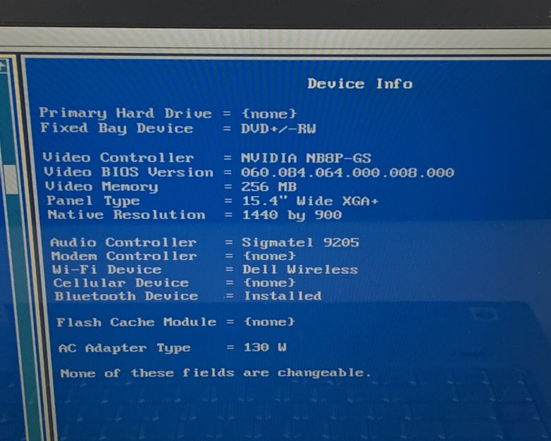 Dell XPS M1530 Core 2 Duo 00010676 2.4 GHz 2 GB No OS No HDD No Batt No AC