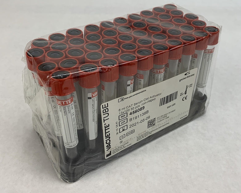 Vacuette 456089 6ml CAT Serum Clot Activator 13x100 50pcs Non-Ridged Tubes