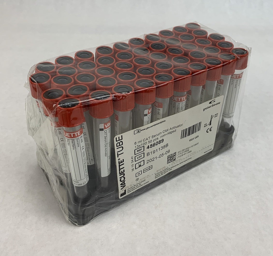 Vacuette 456089 6ml CAT Serum Clot Activator 13x100 50pcs Non-Ridged Tubes
