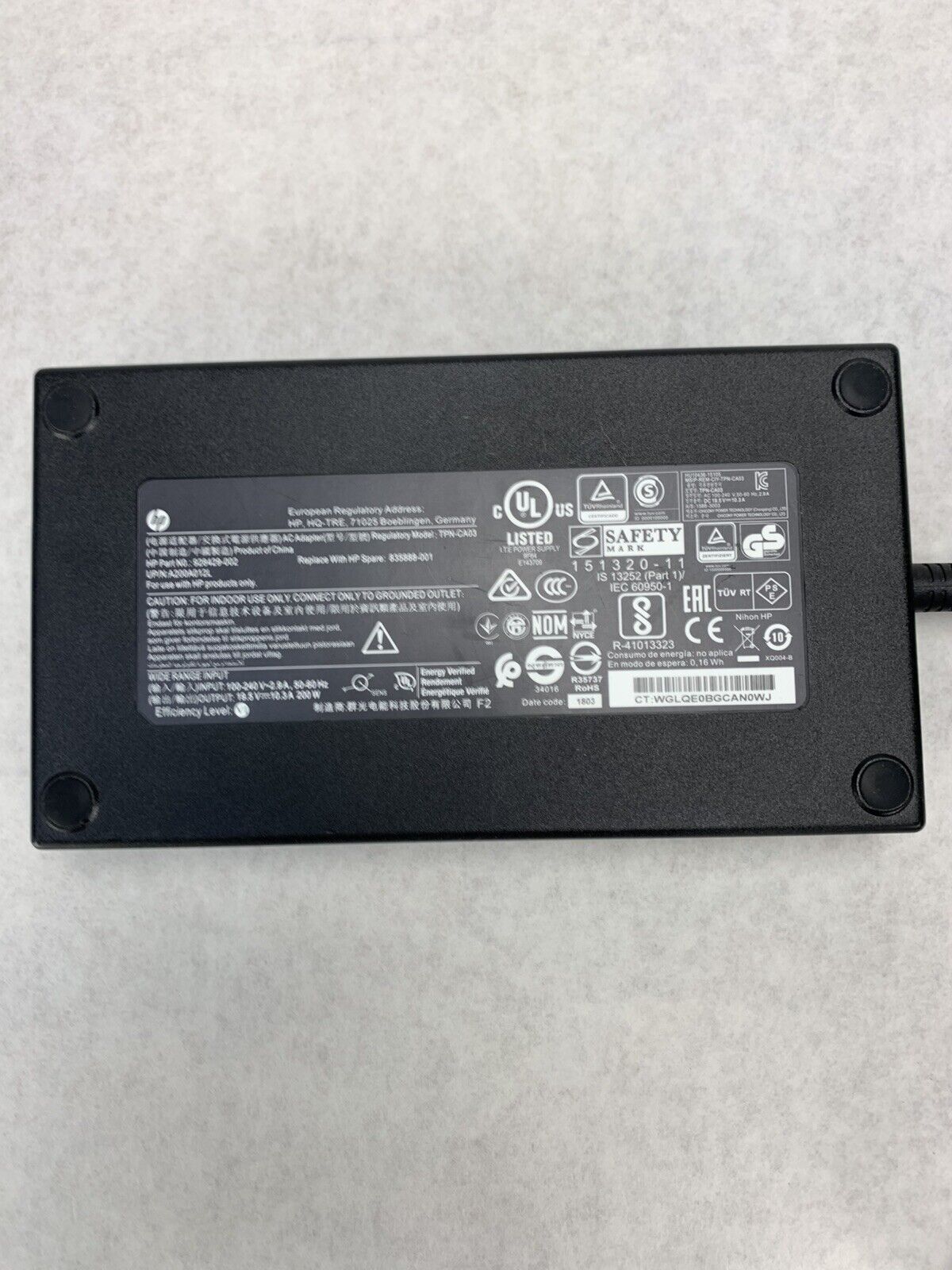 HP TPN-CA03 AC Adapter 200W 19.5V