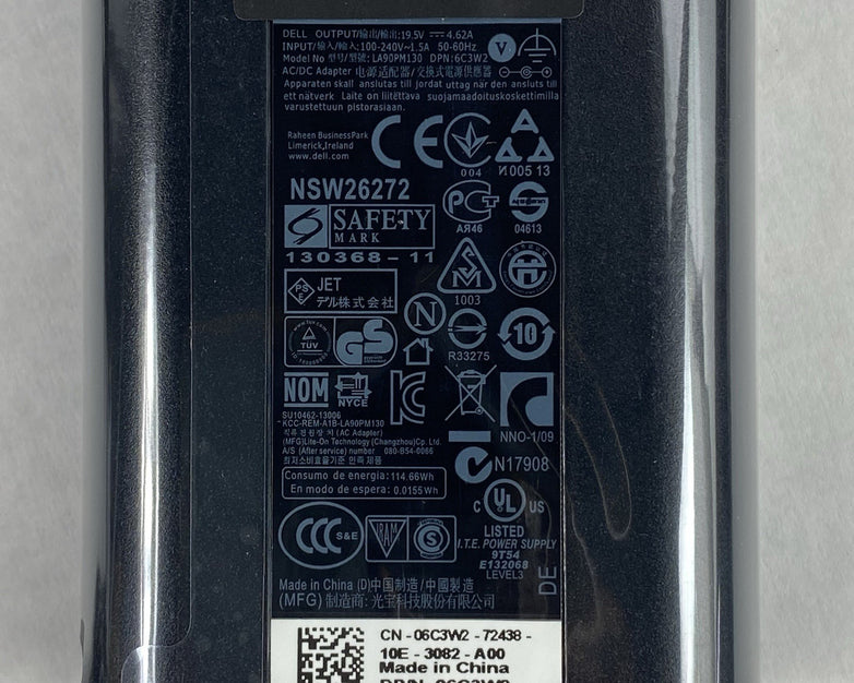 Dell LA90PM130 06C3W2 19.5V 4.62A 90W Laptop AC Adapter (Lot of 6)