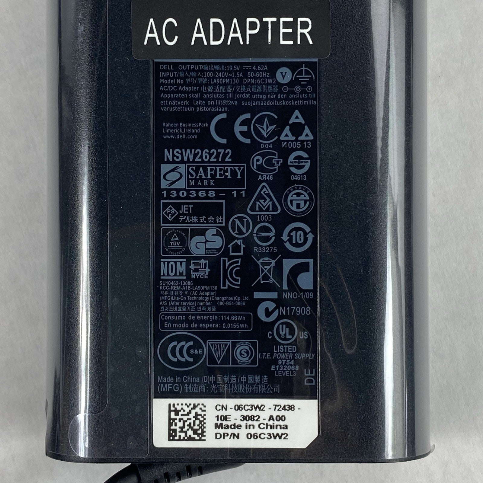 Dell LA90PM130 06C3W2 19.5V 4.62A 90W Laptop AC Adapter (Lot of 6)