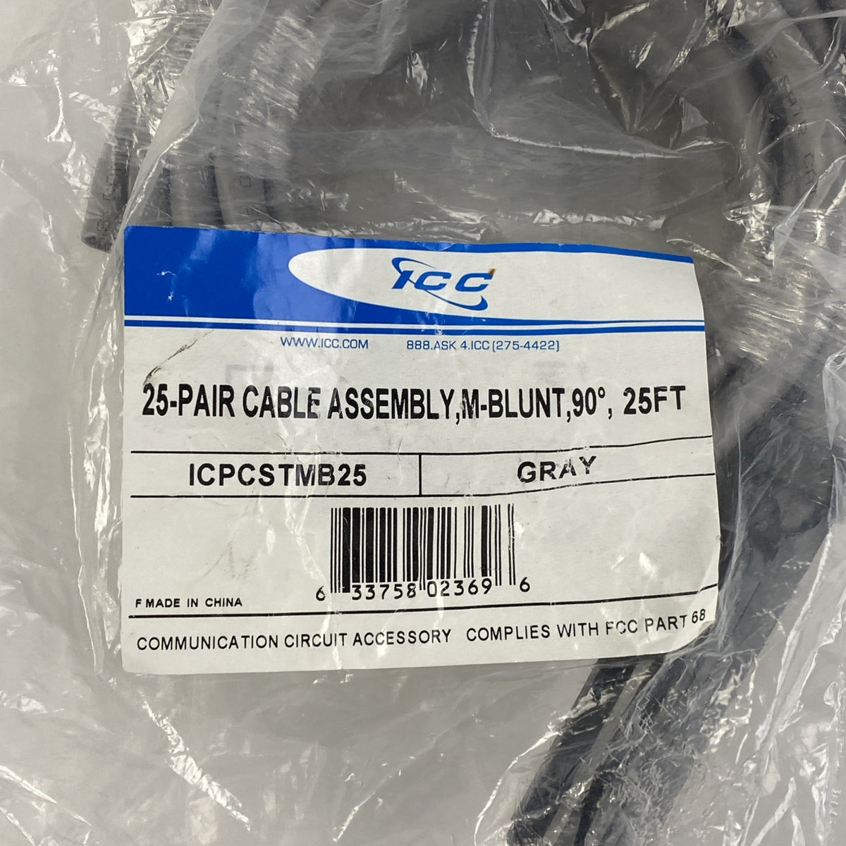 ICC ICPCSTMB25 25-Pair Cable Assembly M-Blunt 90 25FT7