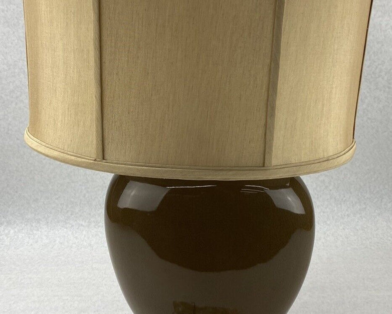 Unbranded 6401360 Brown Glossy Dry Clay Vase 2 Mode Desktop Nightstand Lamp