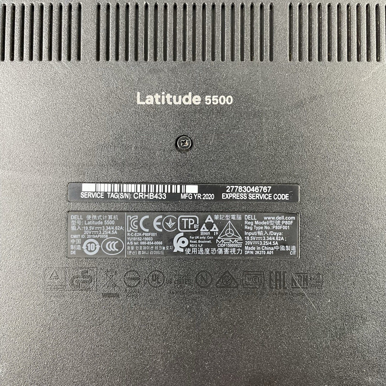 Dell Latitude 5500 15.6" i5-8265U 1.60 GHz 8 GB RAM No SSD/OS/AC - Bad Edge16