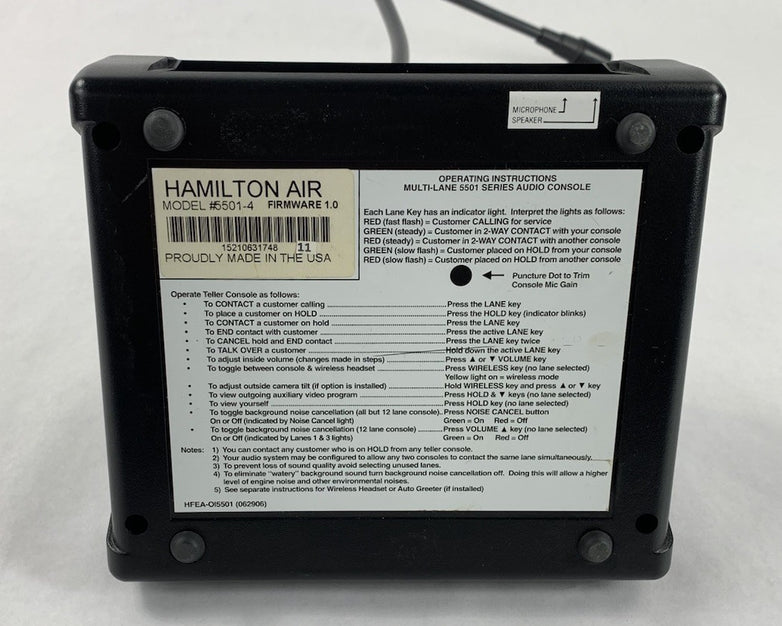 Hamilton Air Multi-Lane 5501-4 Audio Console Microphone
