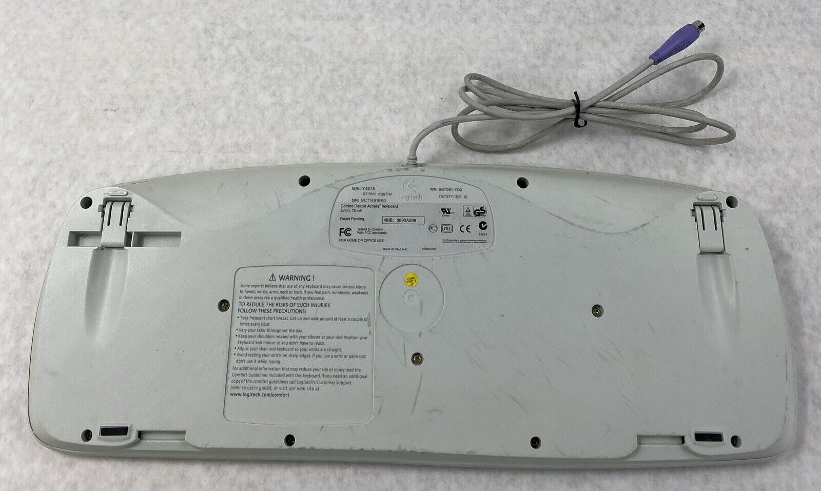 Logitech Y-SG13 867091-1100 Corded Deluxe Access Keyboard Vintage PS2 PS/2 WORKS