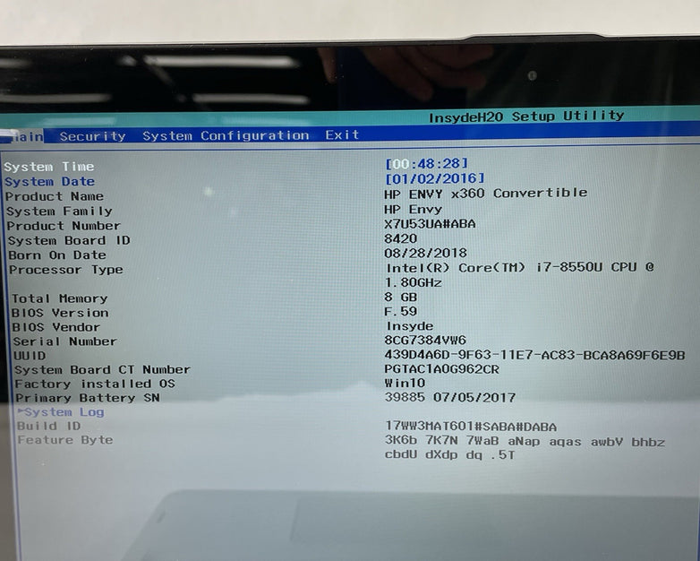 HP Envy x360 15-aq267cl 15.6" i7-8550U 1.80 GHz 8 GB RAM No SSD/OS/AC