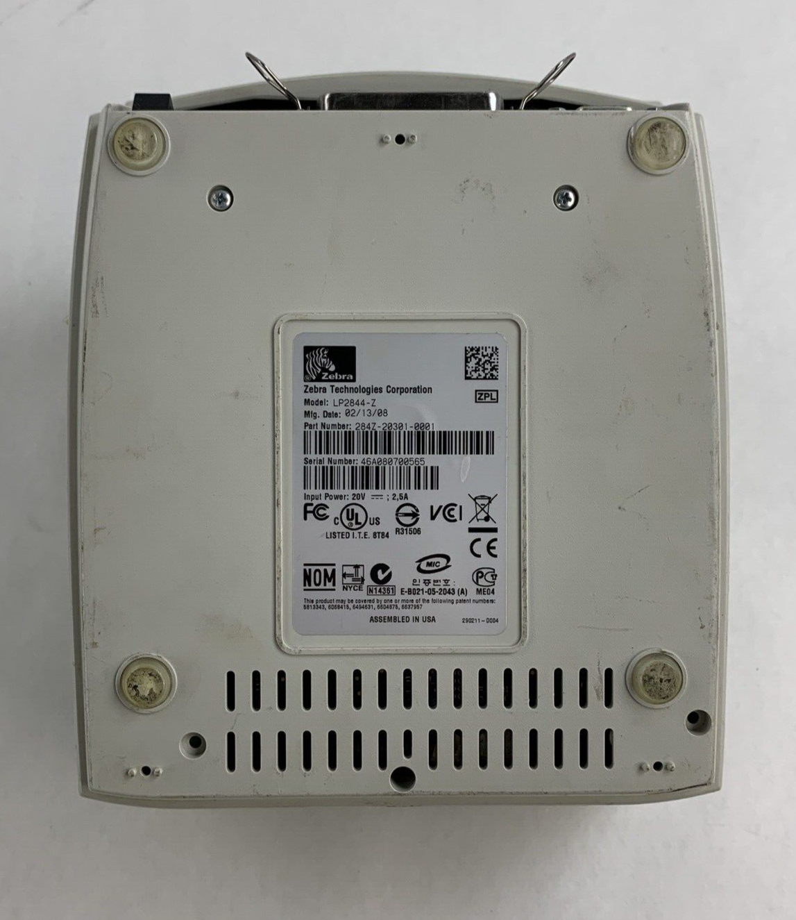 Zebra LP2844-Z Thermal Label Printer Serial Parallel USB Tested No Power Supply